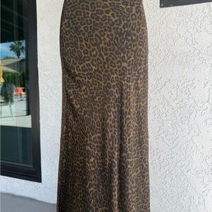 Zara Brown Leopard Print A-Line Skirt